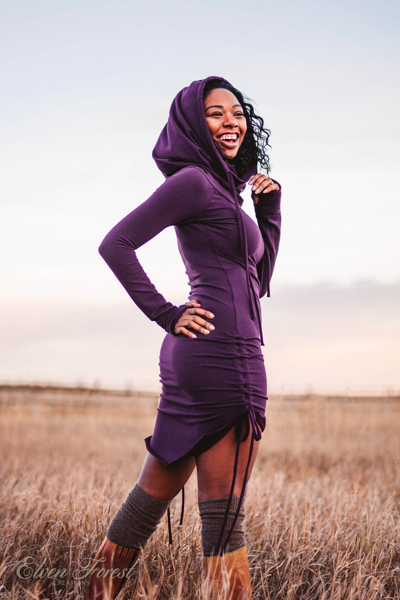 Hi-Lo Scrunchie Hoodie Dress